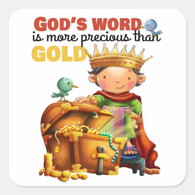 Sticker Carré Page d'autocollant d'enfant du mot de Dieu (Devant)