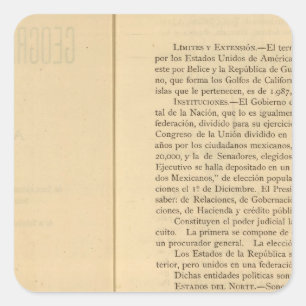 Sticker Carré Page titre de l'atlas 1874 du Mexique