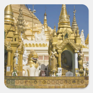 Sticker Carré Pagode Shwedagon (Paya), grand site de temple qui
