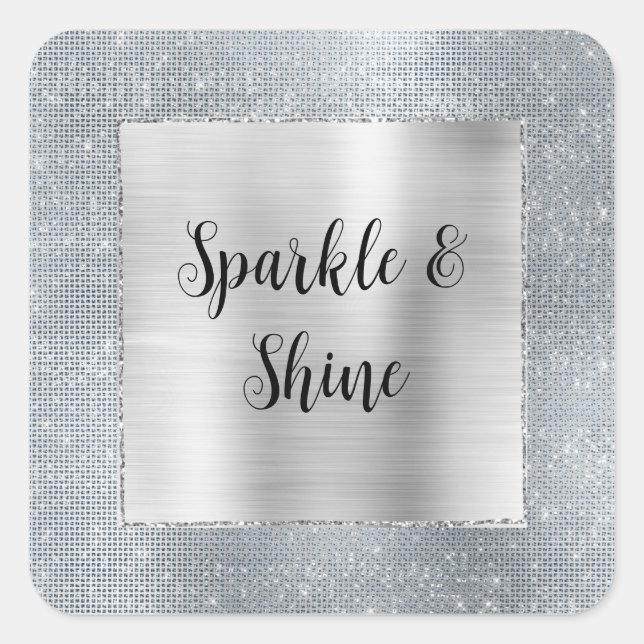 Sticker Carré Pailleté Argenté Glitzy Rêveur  (Devant)
