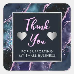 Sticker Carré Paillettes de nacre bleues et violettes pour petit