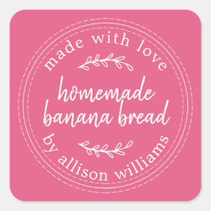 Sticker Carré Pain aux Bananes Maison Rustique Rose Chaud