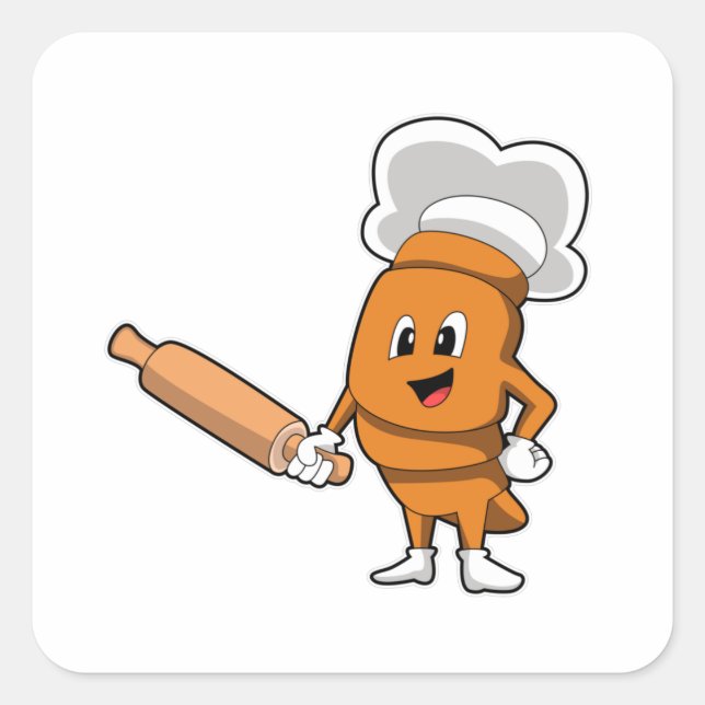 Sticker Carré Pain comme cuisson avec broche à rouleaux (Devant)