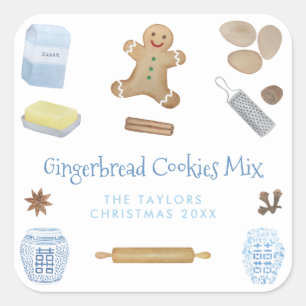 Sticker Carré Pain D'Argent Cookies Mélanger Cadeau Ou Fête Favo