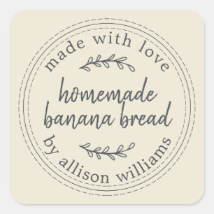 Sticker Carré Pain de banane fait maison rustique Antique Blanc