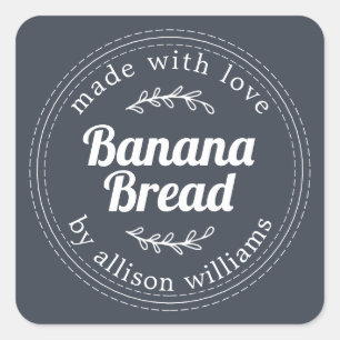 Sticker Carré Pain de banane fait maison rustique bleu foncé