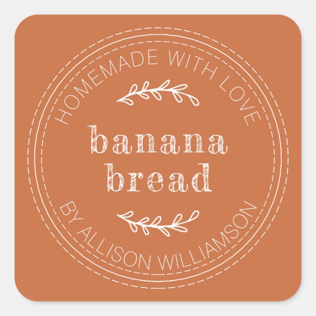 Sticker Carré Pain de banane maison rustique brûlé orange (Devant)