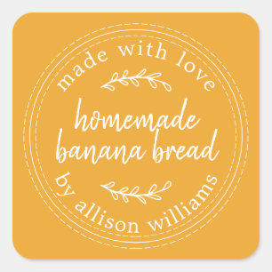 Sticker Carré Pain de banane maison rustique Jaune doux