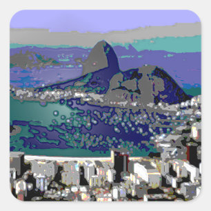 Sticker Carré Pain de sucre et baie de Guanabara
