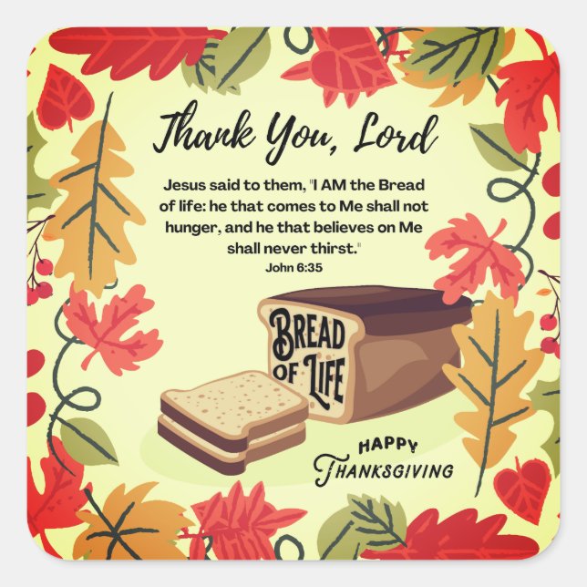 Sticker Carré PAIN DE VIE Bon thanksgiving (Devant)