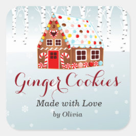 Sticker Carré Pain d'épice Maison Cookie Jar collant cadeau