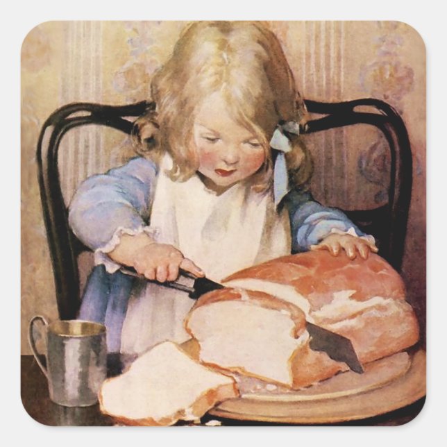Sticker Carré Pain frais de Jessie Willcox Smith (Devant)