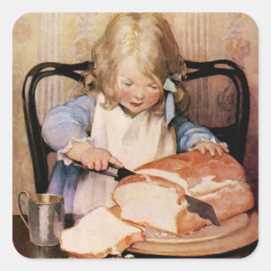 Sticker Carré Pain frais par Jessie Willcox Smith