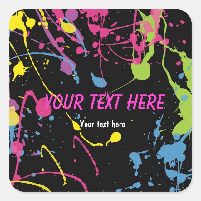 Sticker Carré Paint Splatter brillant 80's neon partie autocolla (Devant)