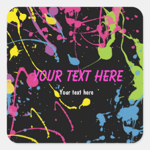 Sticker Carré Paint Splatter brillant 80's neon partie autocolla