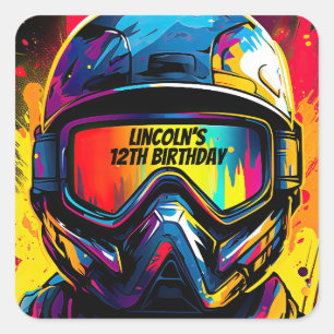 Sticker Carré Paintball Anniversaire fête personnalisée