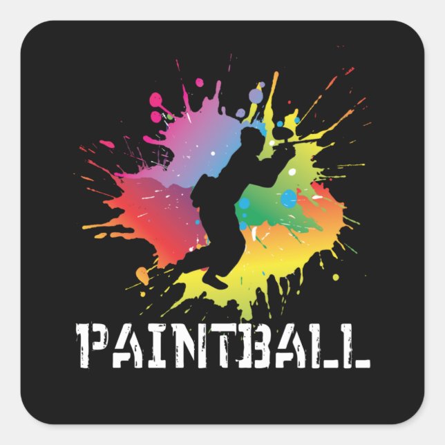 Sticker Carré Paintball Splash Paintballer Paintballing (Devant)