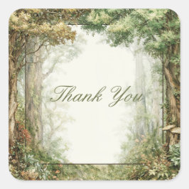 Sticker Carré Painterly Enchanted Forest Ancient Trees Rustic