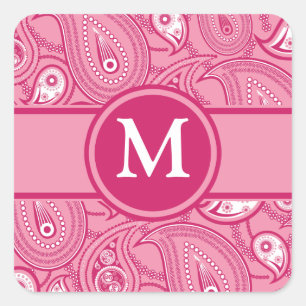 Sticker Carré Paisley rose et blanc