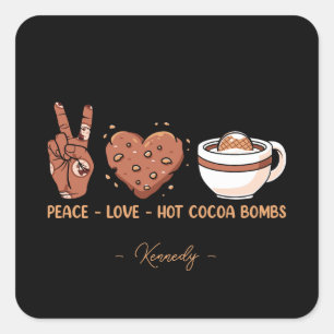 Sticker Carré Paix, Amour, Bombes De Coca Chaud - Vacances D'Hiv