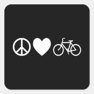 Sticker Carré Paix Amour et Bicyclettes
