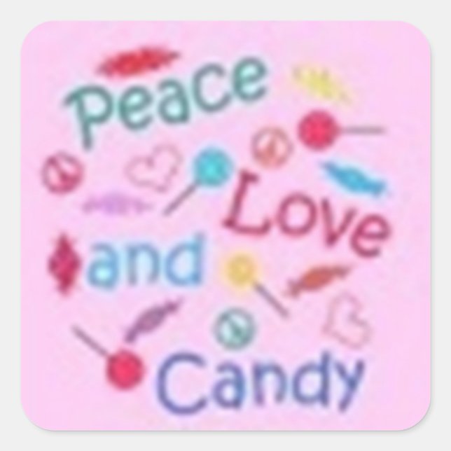 Sticker Carré Paix, amour et bonbons (Devant)