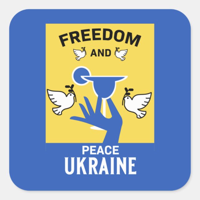 Sticker Carré Paix En Ukraine - Amour Et Soutien (Devant)