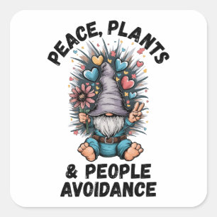 Sticker Carré Paix, Plantes et évitement des personnes