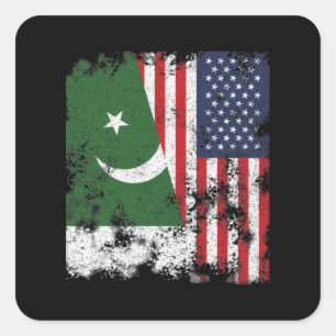 Sticker Carré Pakistan USA Flag