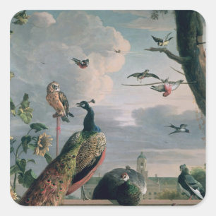 Sticker Carré Palais d'Amsterdam avec les oiseaux exotiques