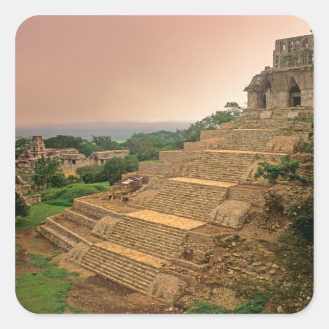 Sticker Carré Palenque, Chiapas, Mexique, Maya (Devant)