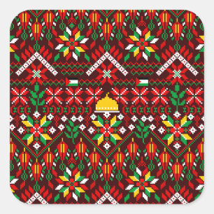 Sticker Carré Palestine Tatreez Broderie traditionnelle