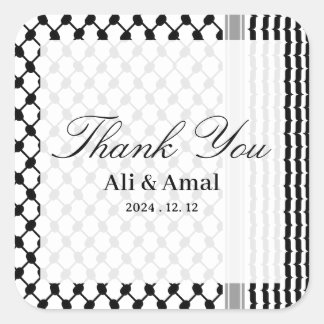 Sticker Carré Palestinien Hatta Keffiyeh Merci Mariage