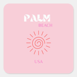 Sticker Carré Palm Beach, Preppy, Preppy Room, Rose