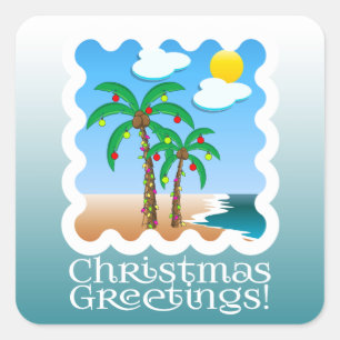 Sticker Carré Palm Lights Beach Noël