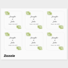 Sticker Carré Palm Tree Foliage Vert Aquarelle Feuille Mariage