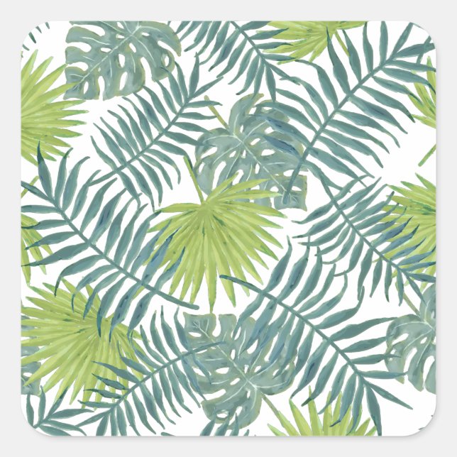 Sticker Carré Palm Tree Fronds Peinture hawaïenne (Devant)