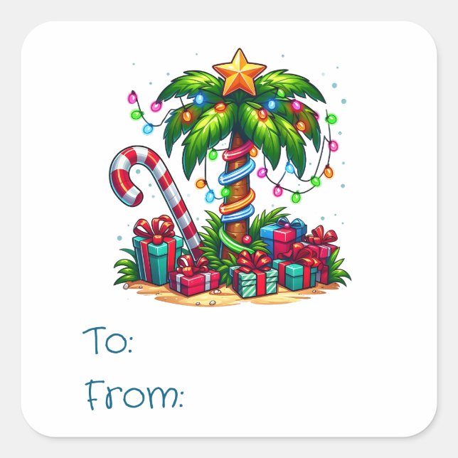 Sticker Carré Palmier de Noël tropical (Devant)