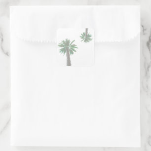 Sticker Carré Palmier Stylisé Pastel Green Tropical
