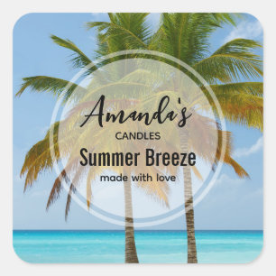 Sticker Carré Palmiers sur une plage tropicale Bougies Business