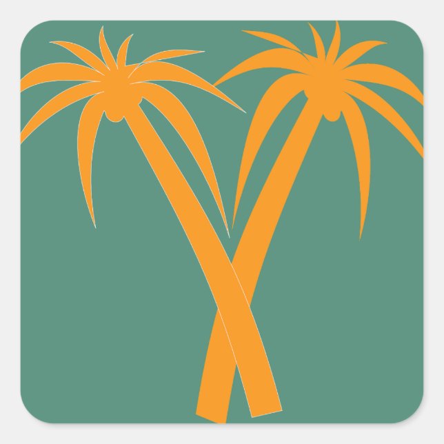 Sticker Carré Palmiers tropicaux orange été (Devant)