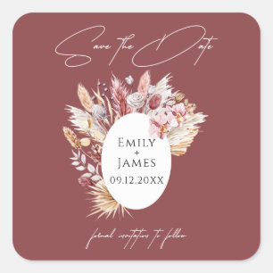 Sticker Carré Pampas Pampas Pampas Pampas Pampas Pampas Mariage 