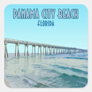Sticker Carré Panama City Beach Florida Vintage