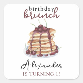 Sticker Carré Pancakes aquarelle fête d'anniversaire