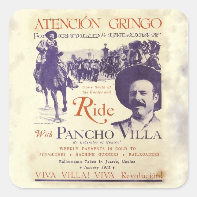 Sticker Carré Pancho Villa 🔥 Héros Général Mexicain (Devant)