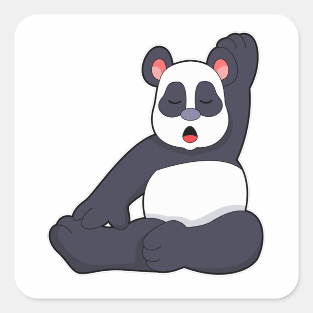 Sticker Carré Panda au Yoga Exercices d'étirement (Devant)