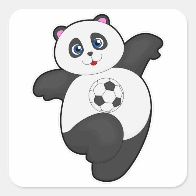 Sticker Carré Panda aux sports de football (Devant)