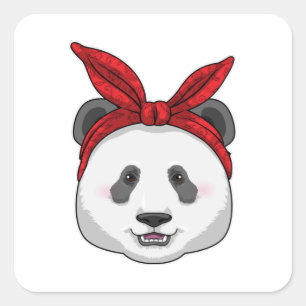 Sticker Carré Panda avec Bandana