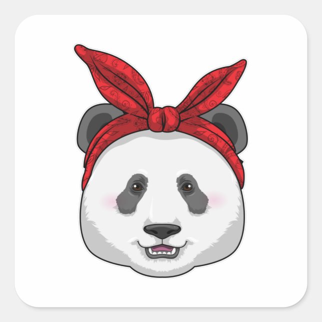 Sticker Carré Panda avec Bandana (Devant)