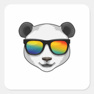 Sticker Carré Panda avec lunettes de soleil